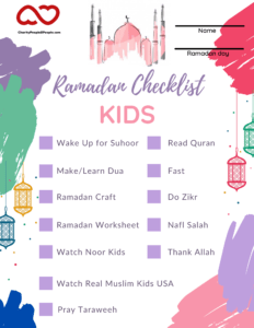 ramadan checklist for kids children daily activities